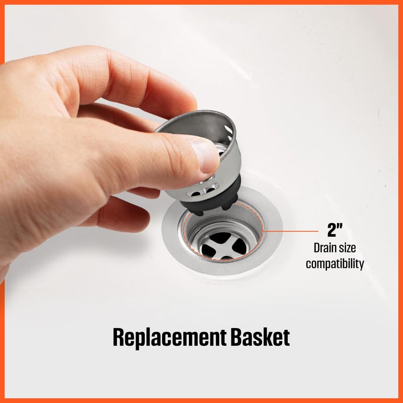 HIGHCRAFT 97733-2 Stainless Steel Junior Duo Strainer/Stopper (1.5 inch) Replacement Basket for Bar and Prep Sinks Drains pack of 2 - Image 3